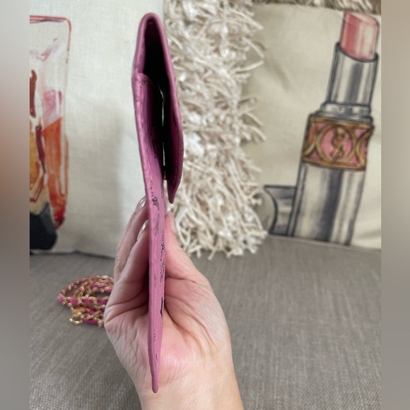 MCM GWP VIP Envelope Clutch Pink w/unbranded Chain⭐️LiKE NEW⭐️💯AuThEnTiC - Picture 4 of 13